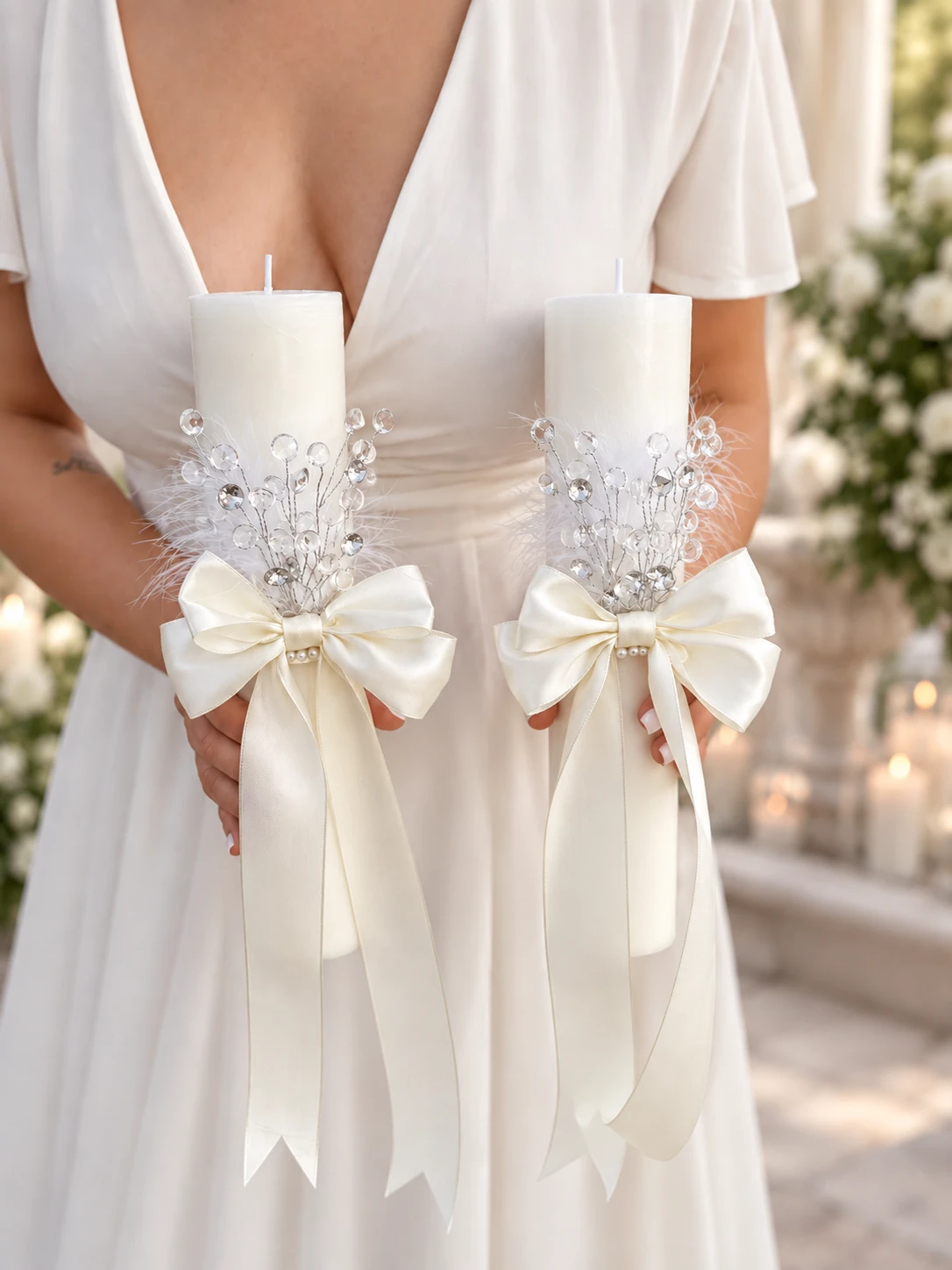 Ivory Vows — Lumânări de nuntă, creație VEV FLORALS
